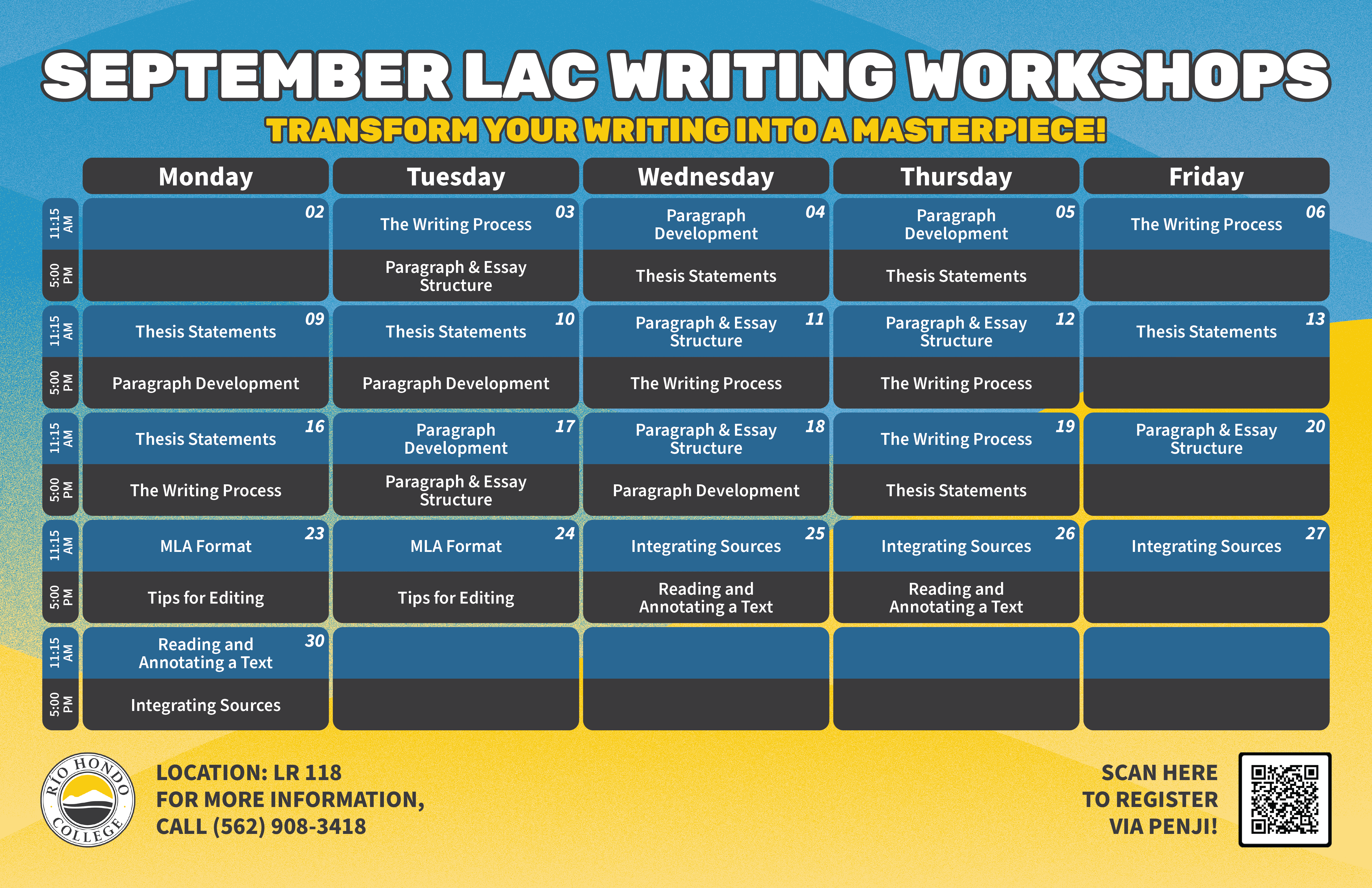 September LAC Writing Workshops