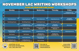 November workshop schedule