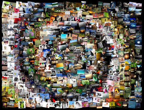 Spiral pattern of hundreds of small photos