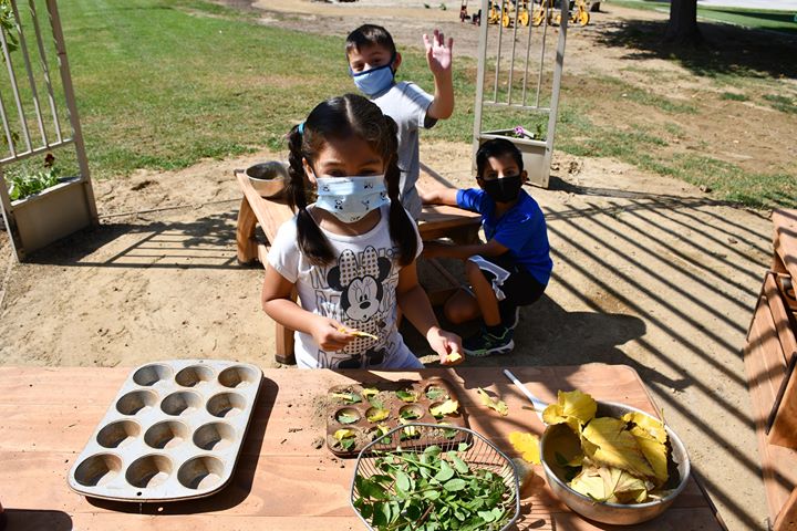 Children play outside