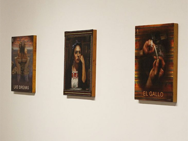 Photo of traditional portrait paintings in the Río Hondo College art gallery